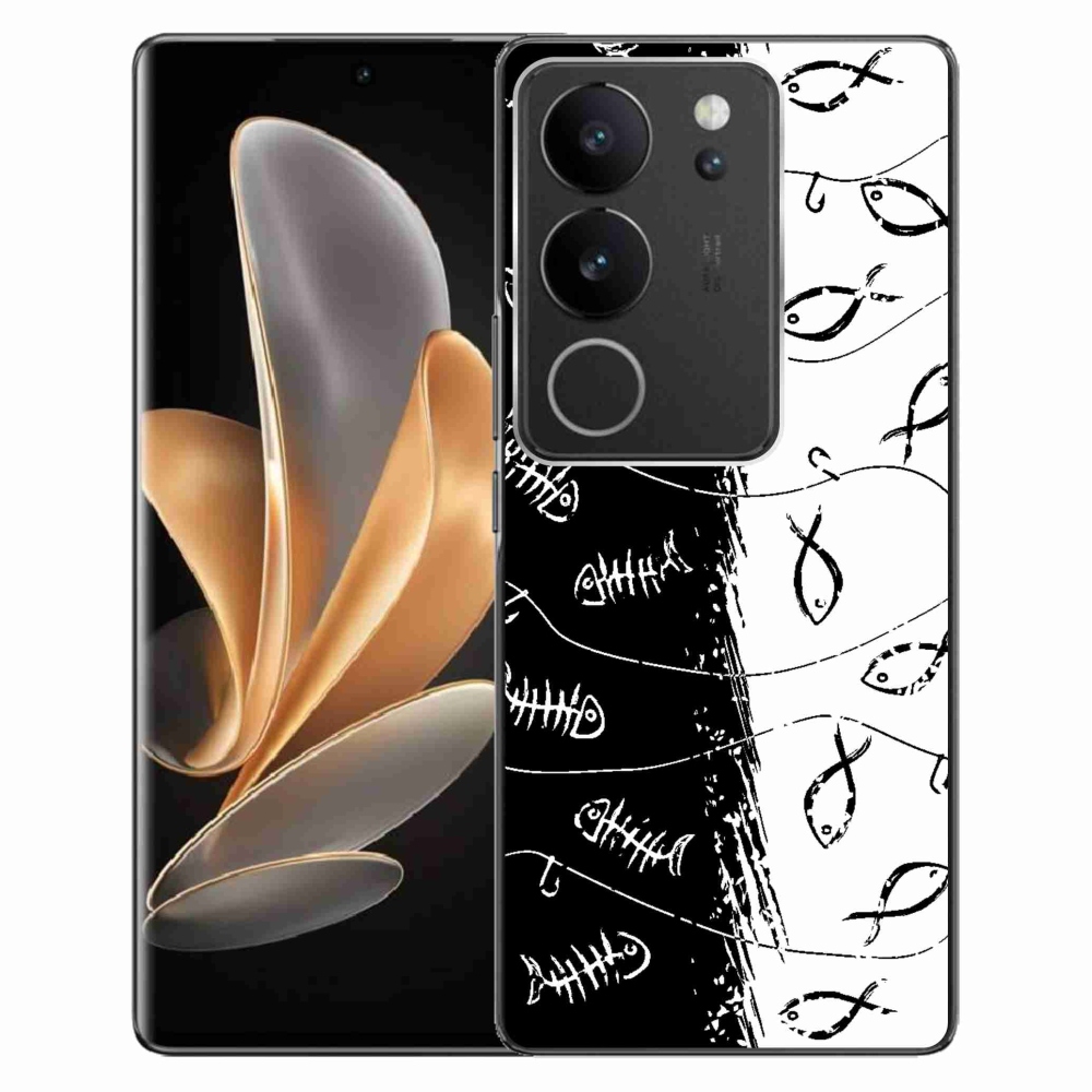 Zselés borítás mmCase a Vivo V29 5G-hez - csontvázak és halak