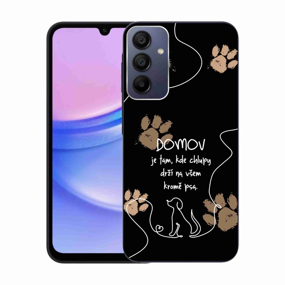 Gél borítás mmCase Samsung Galaxy A15 4G/5G készülékhez - kutya motívum fekete háttérrel