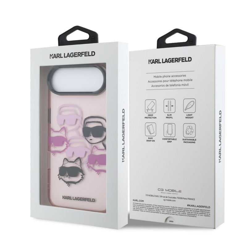 Karl Lagerfeld IML Multi K&CH Heads hátlapi borító iPhone Air rózsaszínhez