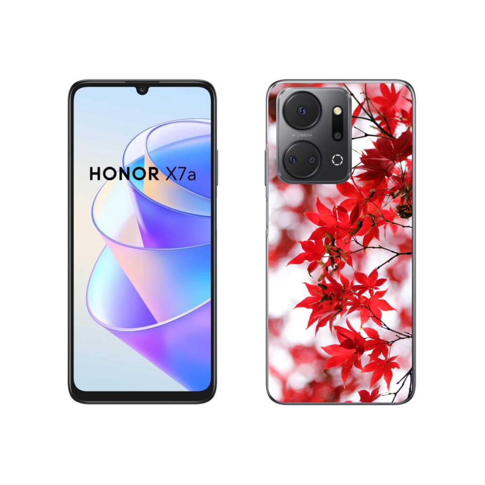 Zselés borító mmCase a Honor X7a készülékhez - piros levelek
