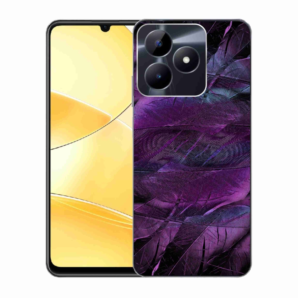 Zselés tok mmCase a Realme C51/C53 készülékhez - lila tollakkal