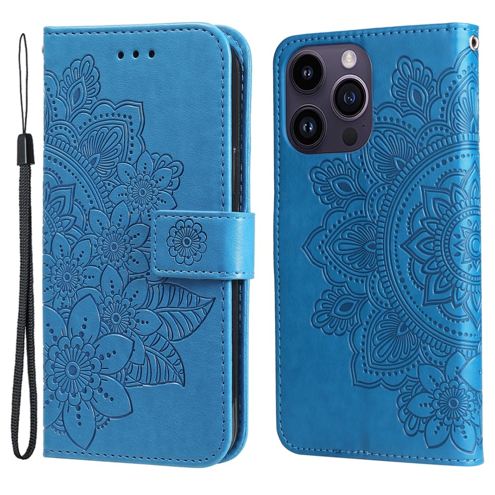 Mandala könyv tok iPhone 15 Pro készülékhez - kék