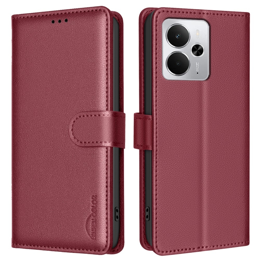 BINFEN könyvtáska a Realme 14 5G készülékhez - piros színű