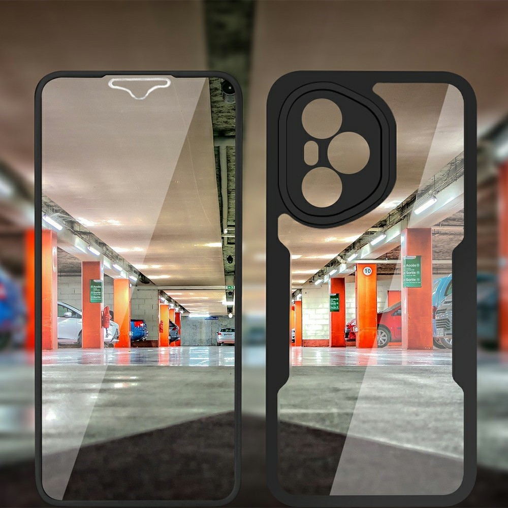 Akril zselés tok a Honor 400 Pro képernyővédő keretével - fekete