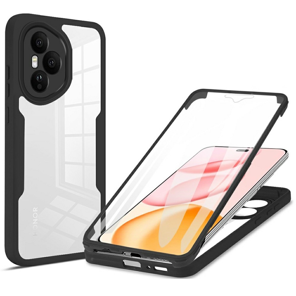 Akril zselés tok a Honor 400 Pro képernyővédő keretével - fekete