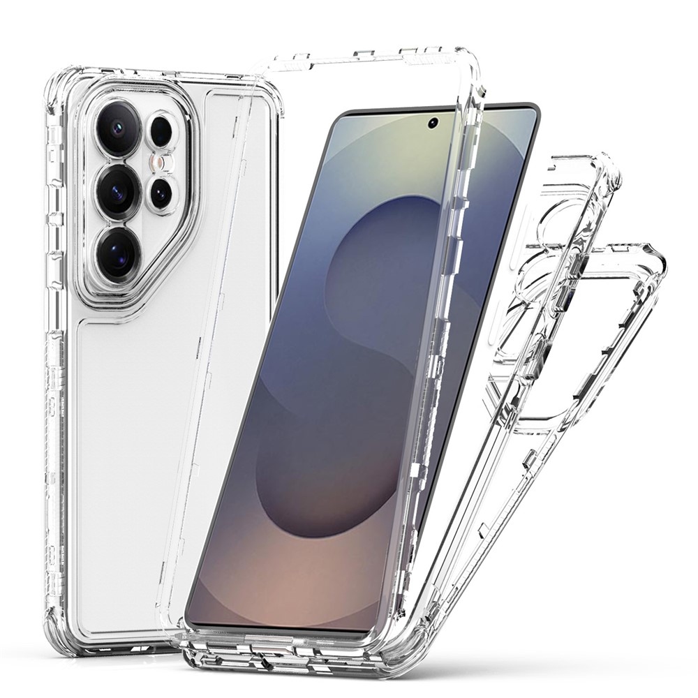 Akril zselés tok kerettel a Samsung Galaxy S26 Ultra képernyőjének védelmére - átlátszó