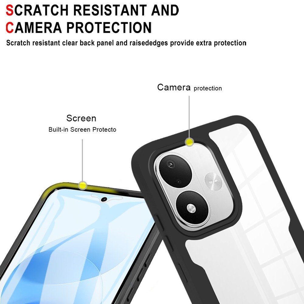 Akril gél tok kerettel a Xiaomi Redmi Note 17 4G/5G kijelzőjének védelmére – fekete