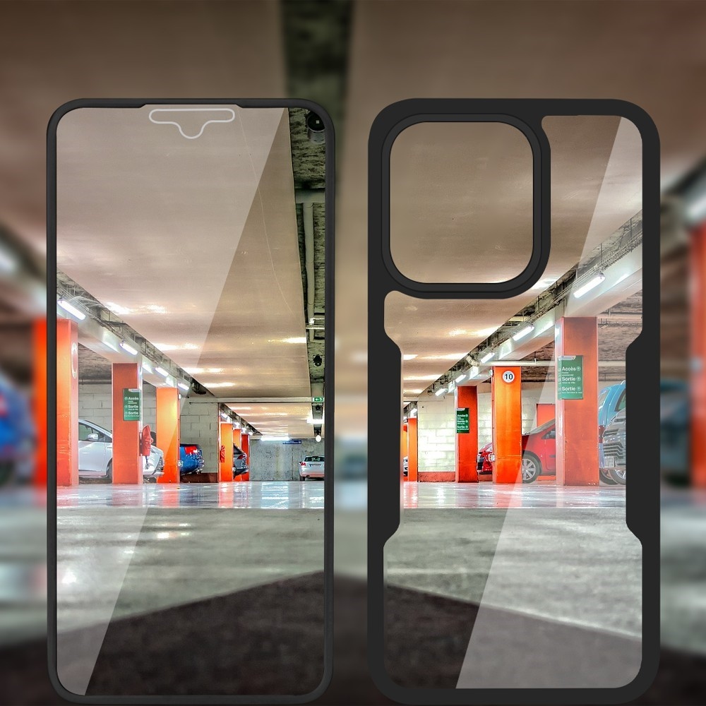 Akril gél tok kerettel a Xiaomi Redmi Note 17 4G/5G kijelzőjének védelmére – fekete
