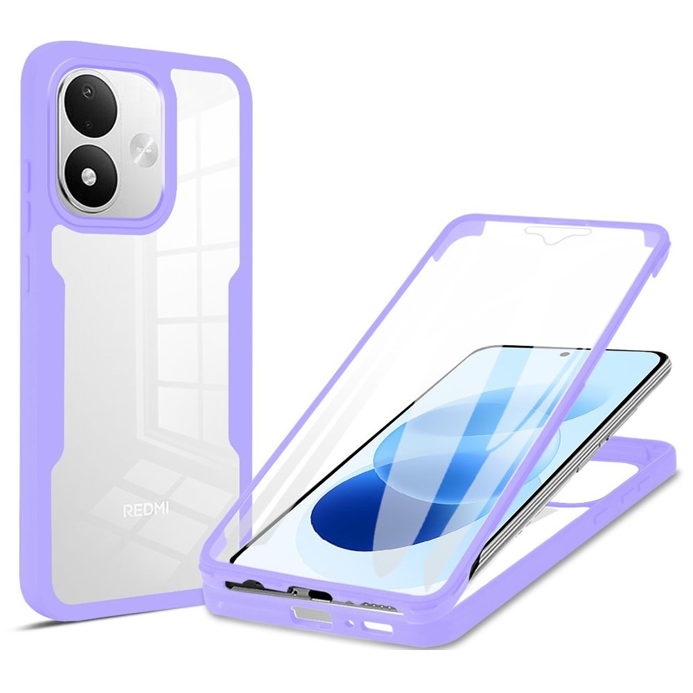 Akril gél tok kerettel a Xiaomi Redmi Note 17 4G/5G kijelzőjének védelmére – lila