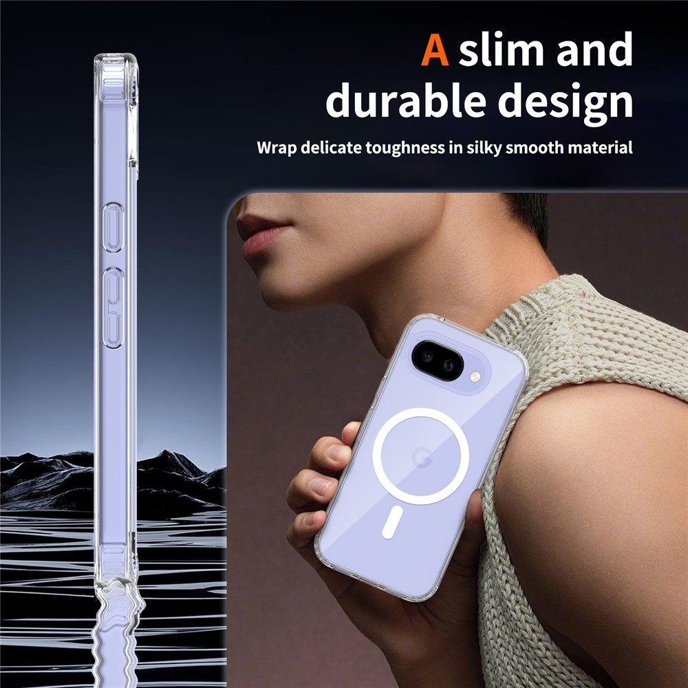 Akril zselés tok szilárd hátlappal és MagSafe a Google Pixel 10a készülékre - átlátszó