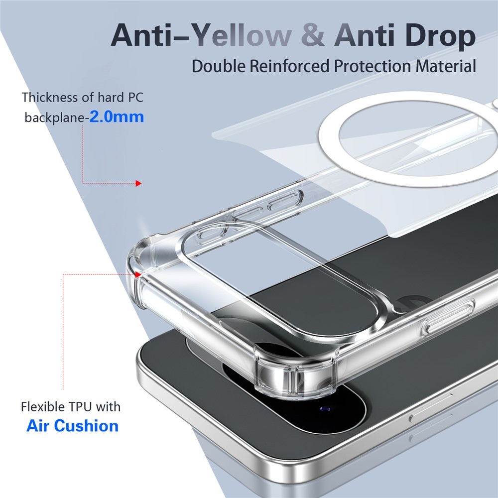 Acryle gél tok merev háttámlával és MagSafe-kompatibilis, Google Pixel 11 Pro XL/Pixel 10 Pro XL/Pixel 9 Pro XL készülékekhez – átlátszó