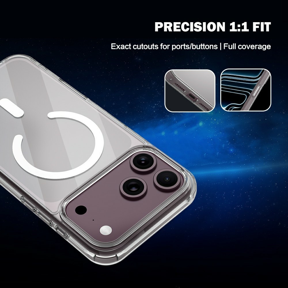 Acryle gél tok merev hátlappal és MagSafe-vel az iPhone 18 Pro/17 Pro-hoz – átlátszó