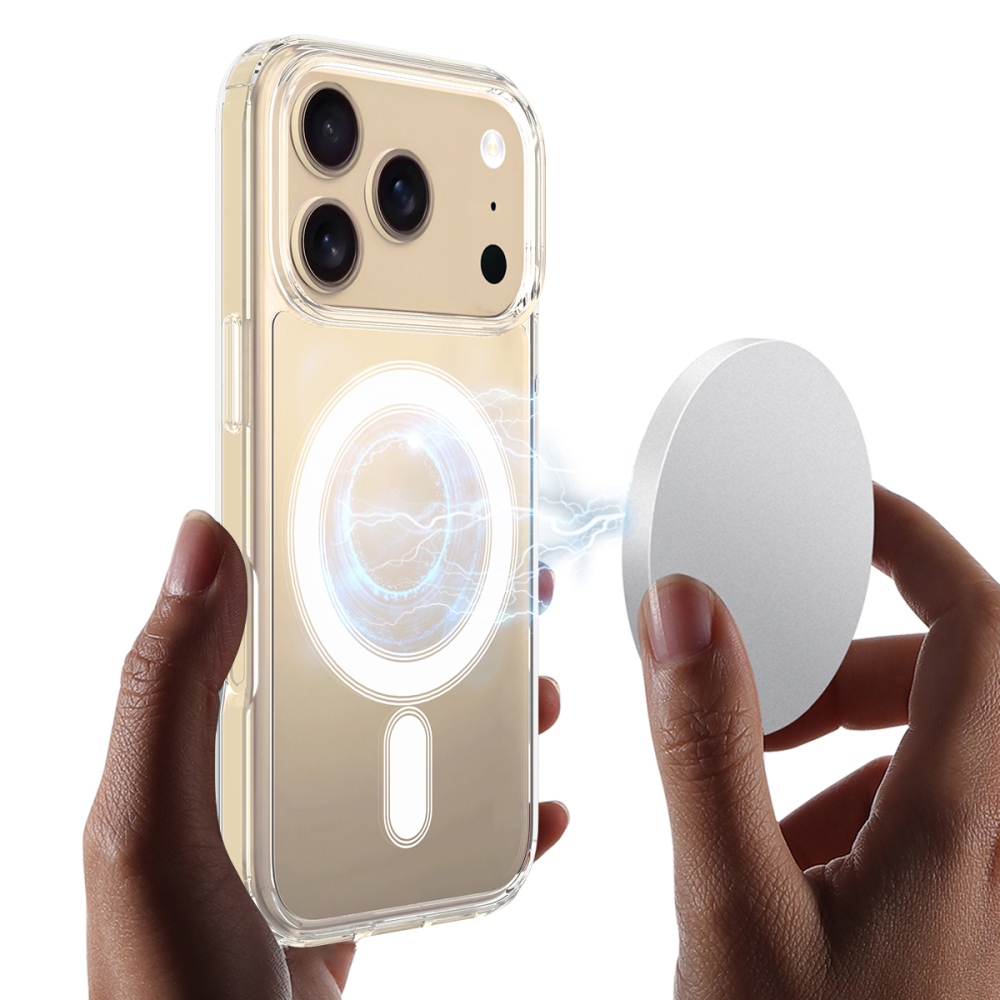 Acryle gél tok merev hátlappal és MagSafe-kompatibilis az iPhone 18 Pro Max/17 Pro Max készülékekhez – átlátszó