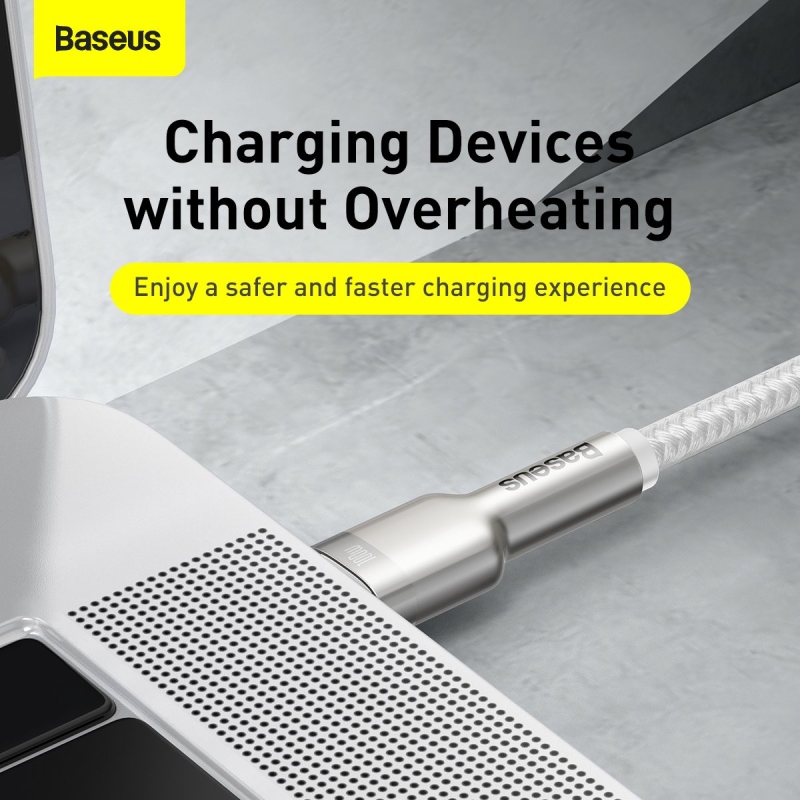Baseus Cafule Metal sorozatú adatkábel USB-C - USB-C 100W 2m Fehér
