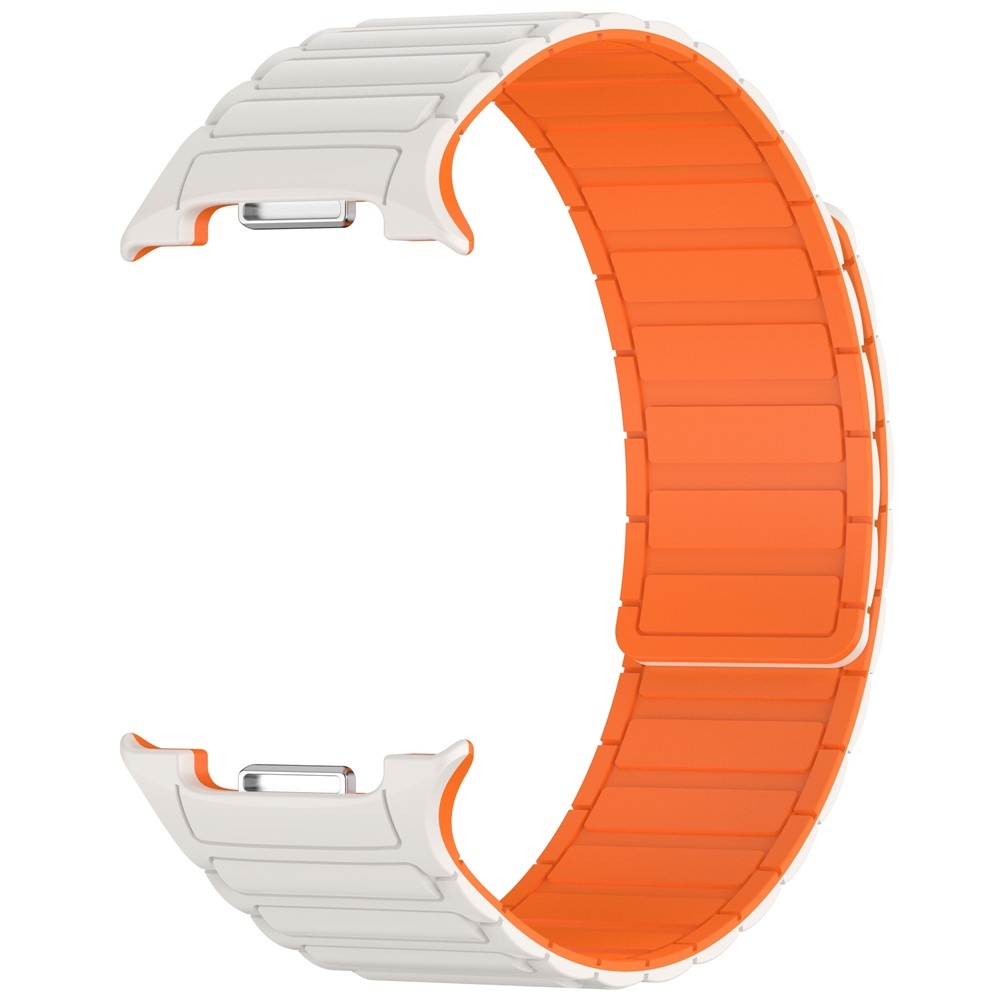 Adjust szilikon karkötő a Samsung Galaxy Watch8 Classic 46 mm-es/Watch8 44 mm-es/40 mm-es modellekhez – bézs/narancssárga