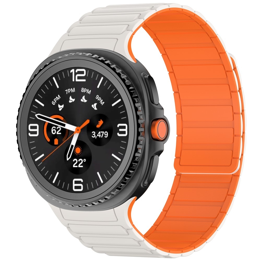 Adjust szilikon karkötő a Samsung Galaxy Watch8 Classic 46 mm-es/Watch8 44 mm-es/40 mm-es modellekhez – bézs/narancssárga