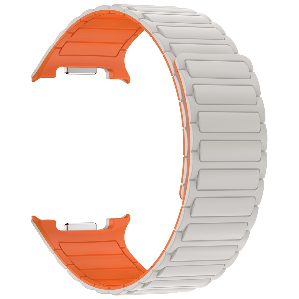Adjust szilikon karkötő a Samsung Galaxy Watch8 Classic 46 mm-es/Watch8 44 mm-es/40 mm-es modellekhez – bézs/narancssárga
