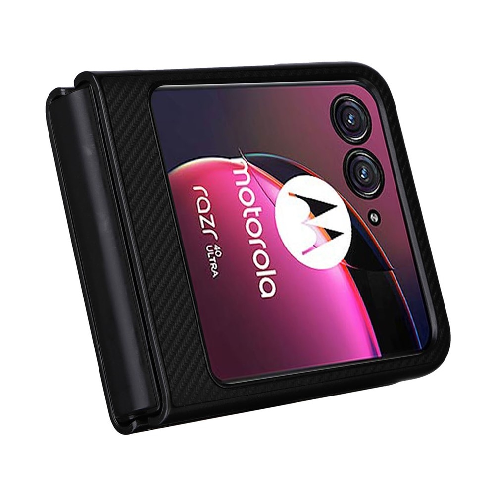 Textúrás műanyag borítás műbőrrel a Motorola Razr 40 Ultra 5G készülékre - fekete