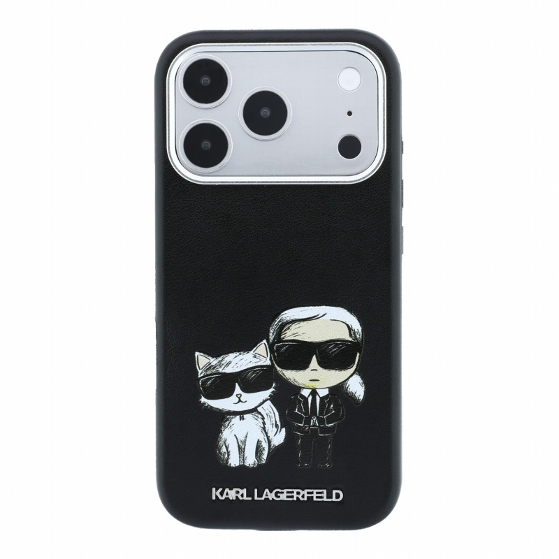 Karl Lagerfeld PU Semi Wrap Smooth Sketch Bodies Magsafe hátsó tok iPhone 18 Pro Max-hoz, fekete