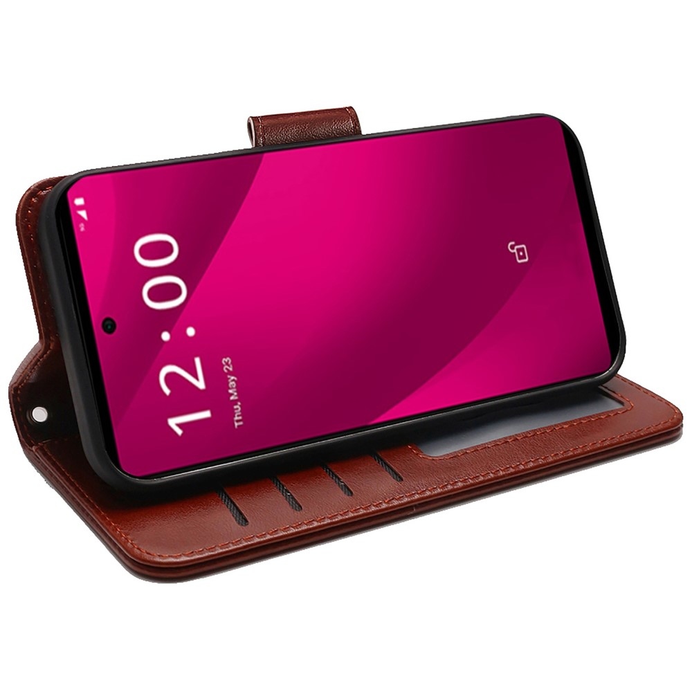 Erős könyves tok a T-Mobile T Phone 2 Pro készülékhez - barna színű