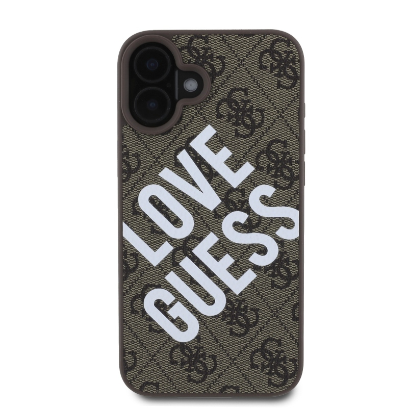 Guess PU bőr 4G Big Love Logo MagSafe hátlap iPhone 16-hoz Barna barna