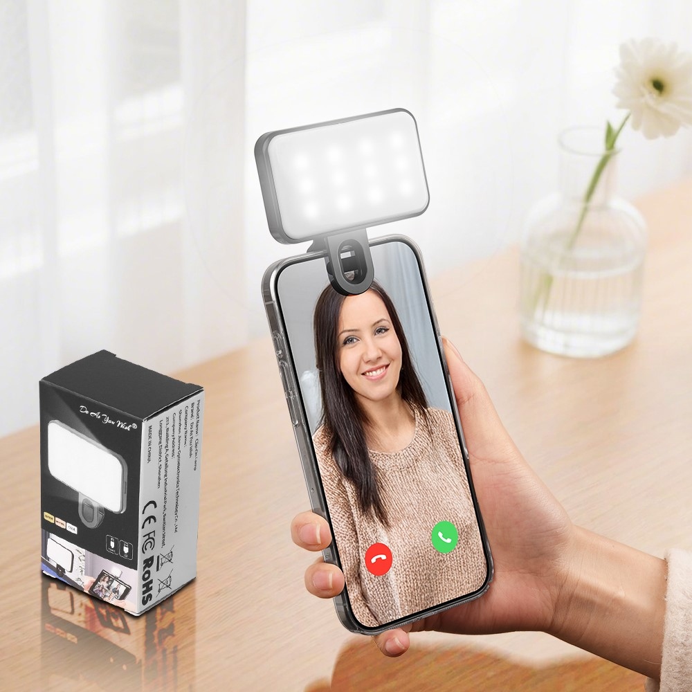 Mini LED mobiltelefon-világítás csíptetővel, 24 LED-del - fekete