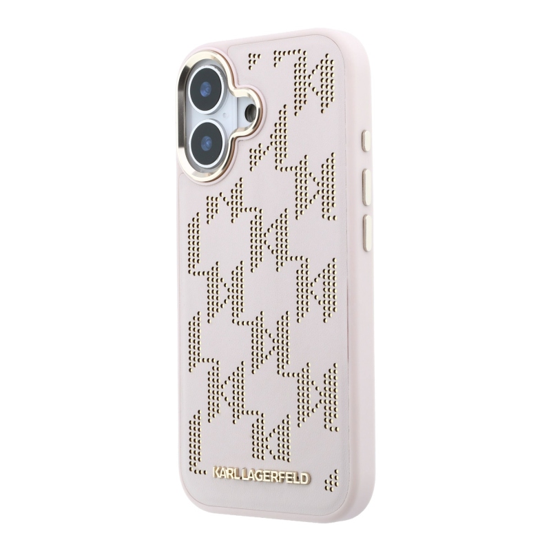 Karl Lagerfeld PU perforált Monogram MagSafe hátsó tok iPhone 17-hez, rózsaszín