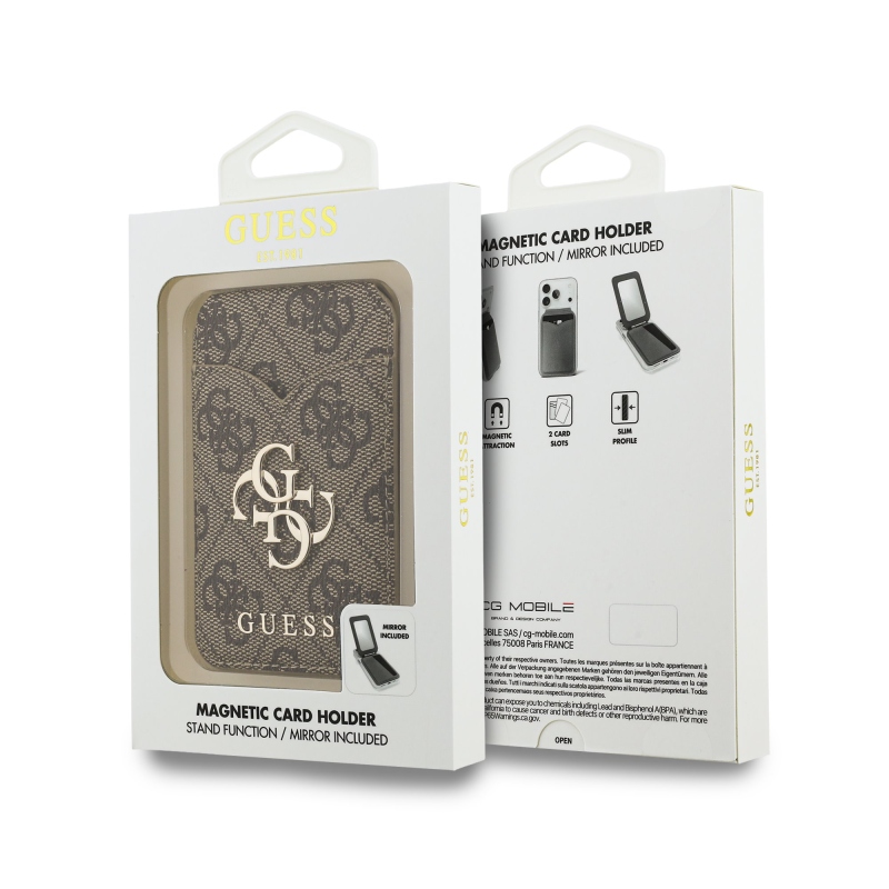 Guess PU 4G Mirror MagSafe Cardslot pénztárca állvánnyal Brown