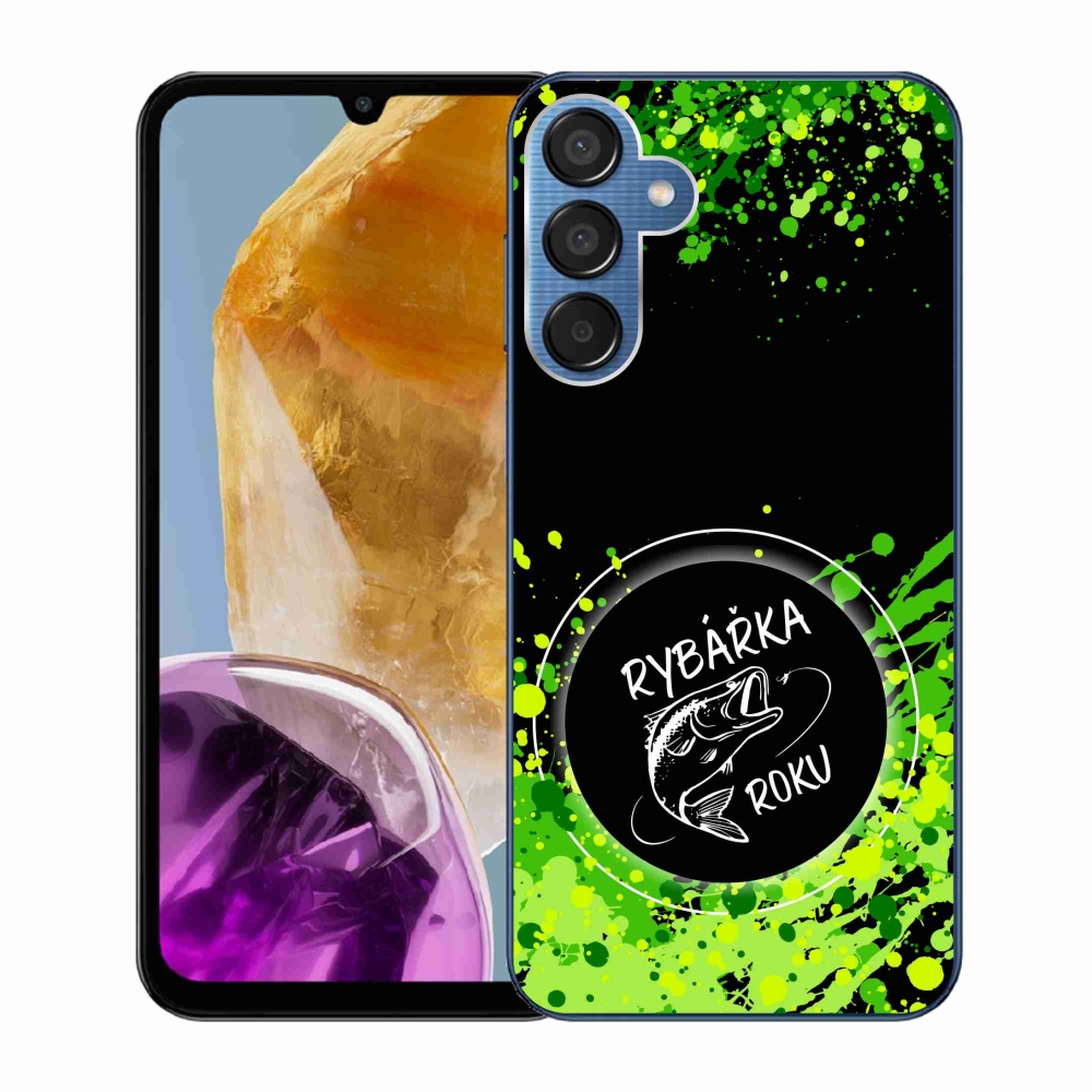 Zselés borító mmCase Samsung Galaxy M15 5G - Az év horgásza fekete háttérrel