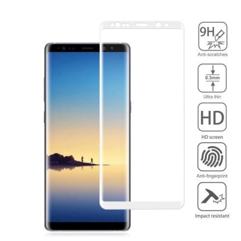 AGB teljes képernyős edzett üveg Samsung Galaxy Note 8-hoz - fehér szegéllyel