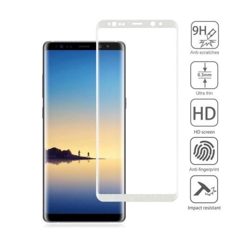 AGB teljes képernyő edzett üveg Samsung Galaxy Note 8-hoz - ezüstös szélű