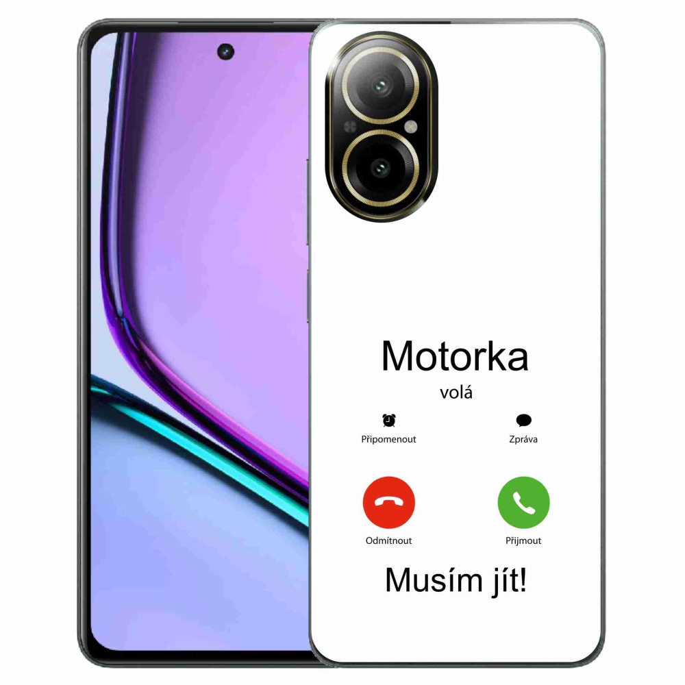 Gél borító mmCase a Realme C67 készülékhez - motoros hívó fehér háttér