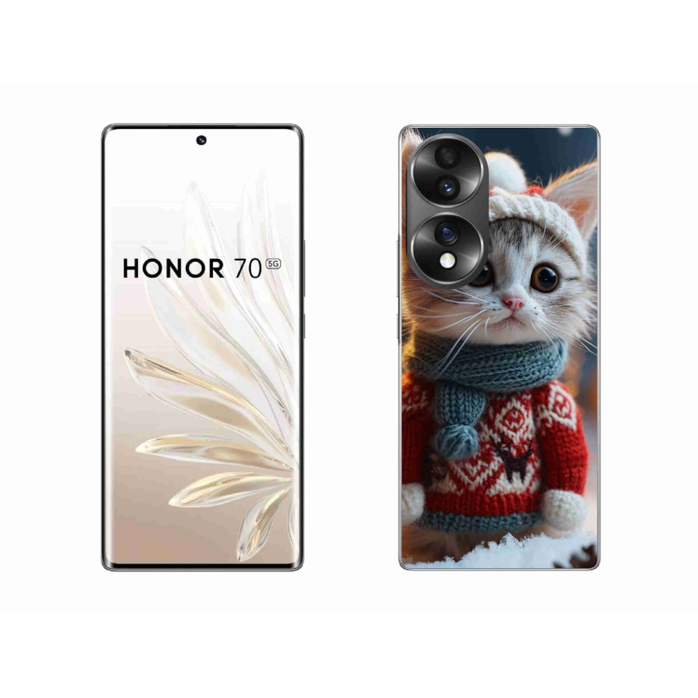 Zselés borító mmCase a Honor 70-hez - cica pulóverben