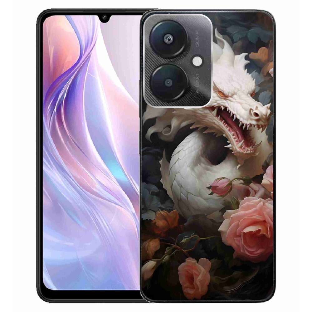 Gél borítás mmCase a Xiaomi Redmi 13C 5G számára - fehér sárkány