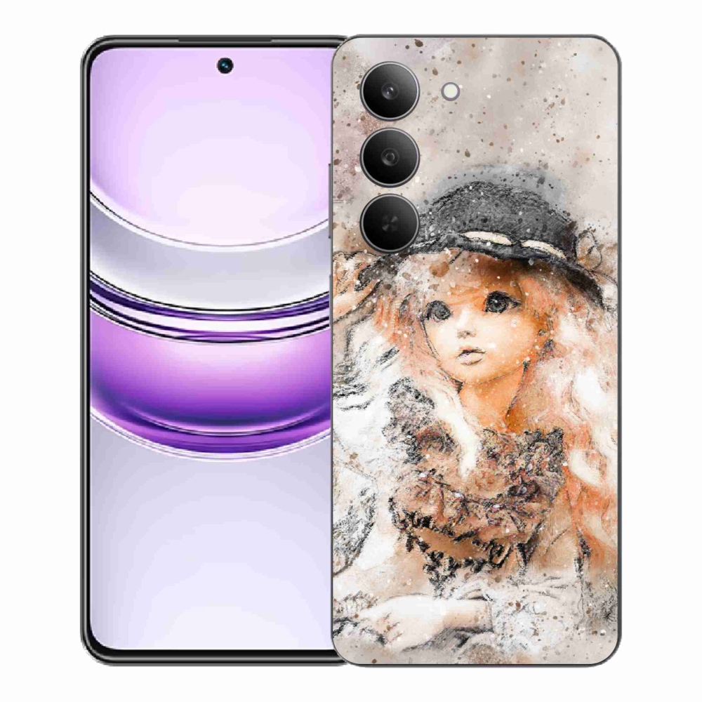 Gél borító mmCase a Realme 14x 5G készülékhez - lány kalapban