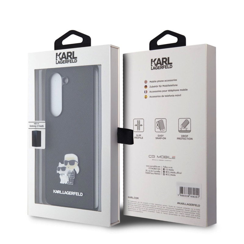 Karl Lagerfeld PU Saffiano Karl és Choupette NFT hátlap Samsung Galaxy Z Fold 5 fekete