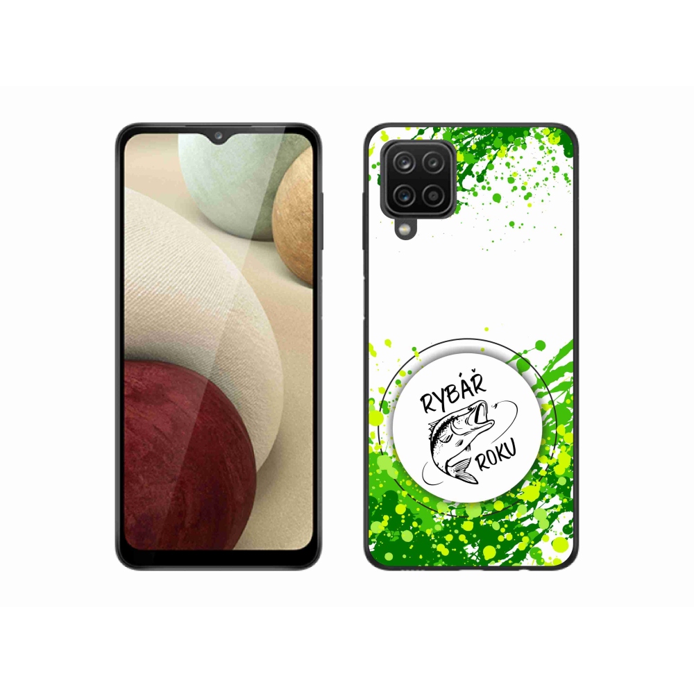 Zselés borító mmCase Samsung Galaxy M12 készülékhez - Az év horgásza fehér háttérrel