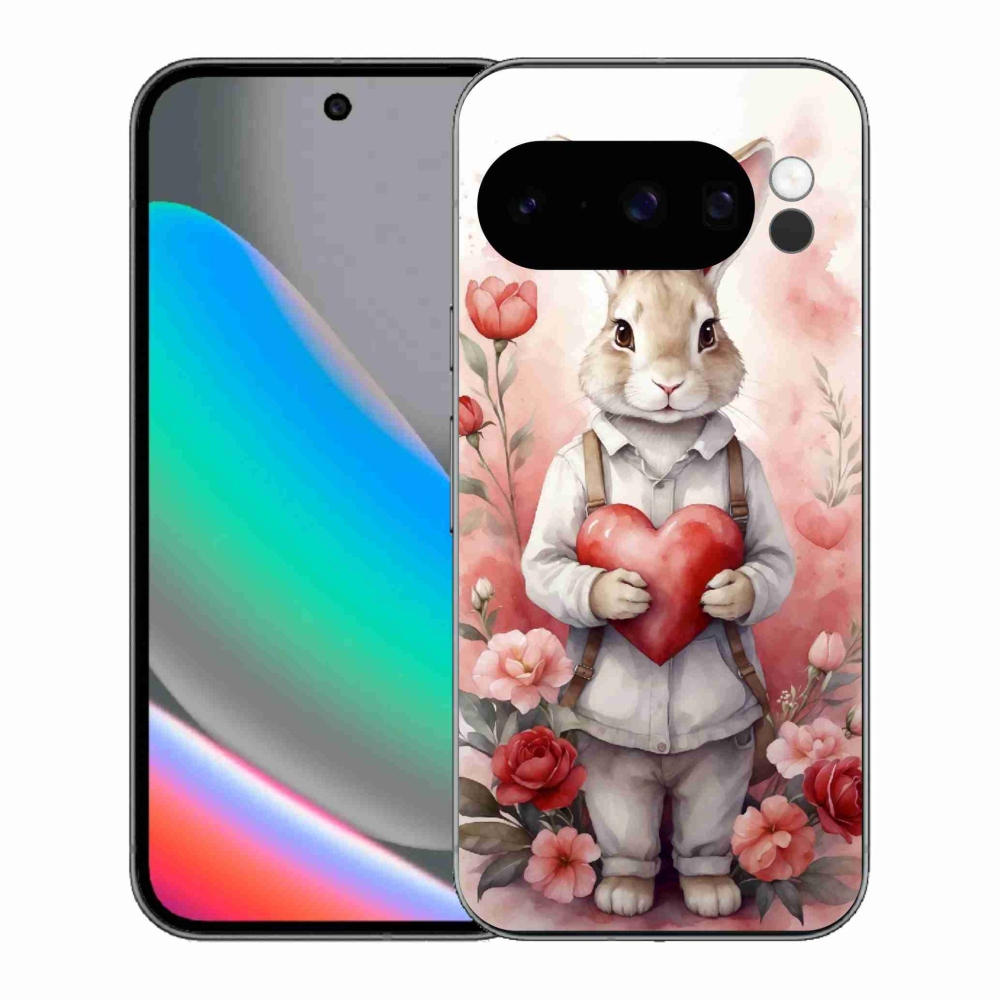 Gél borítás mmCase a Google Pixel 10 Pro számára - nyúl szívvel