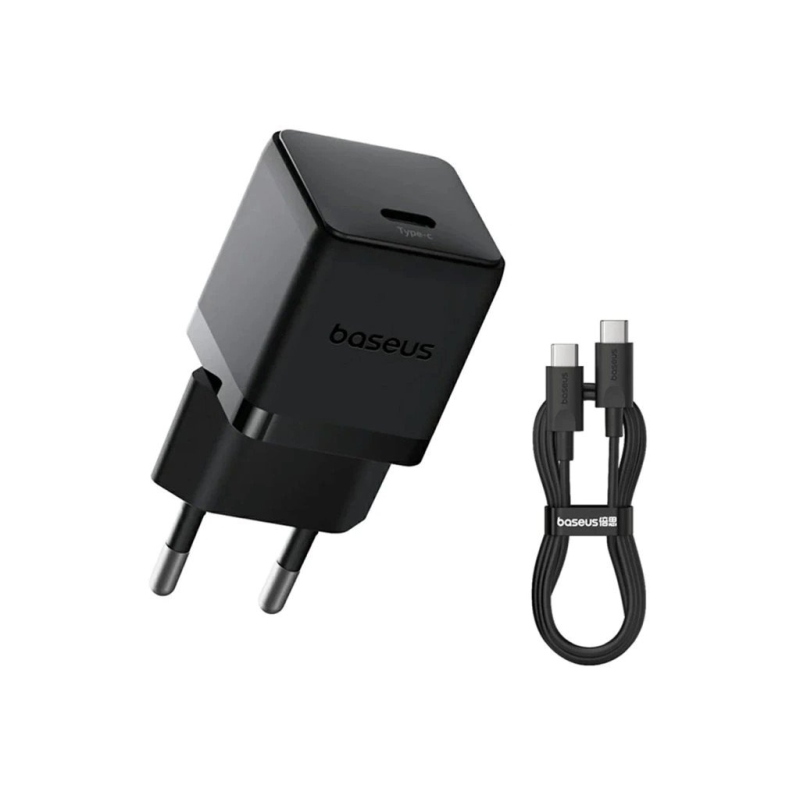 Baseus Palm gyors töltő USB-C 20W + USB-C/USB-C adatkábel 1m Fekete