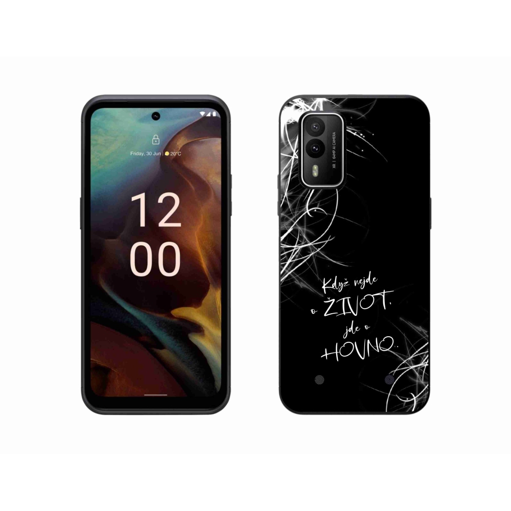 Zselés borító mmCase a Nokia XR21 készülékhez - vicces szöveg 16 fekete háttér