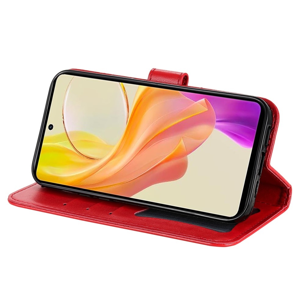 Virágos könyvtáska Vivo Y36-hoz - piros