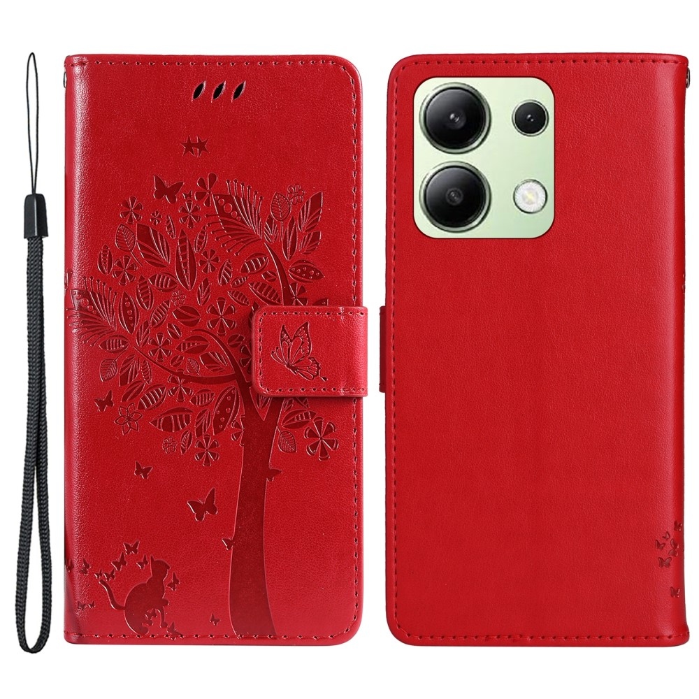 Fák könyv tok Xiaomi Redmi Note 13-hoz - piros