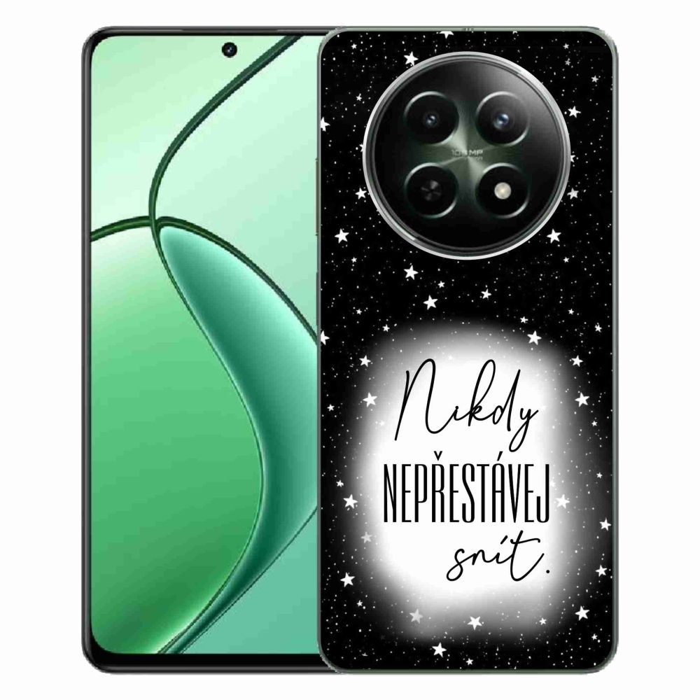 Gél borító mmCase a Realme 12 5G/12x 5G készülékhez - idézet 1 fehér és fekete háttérrel