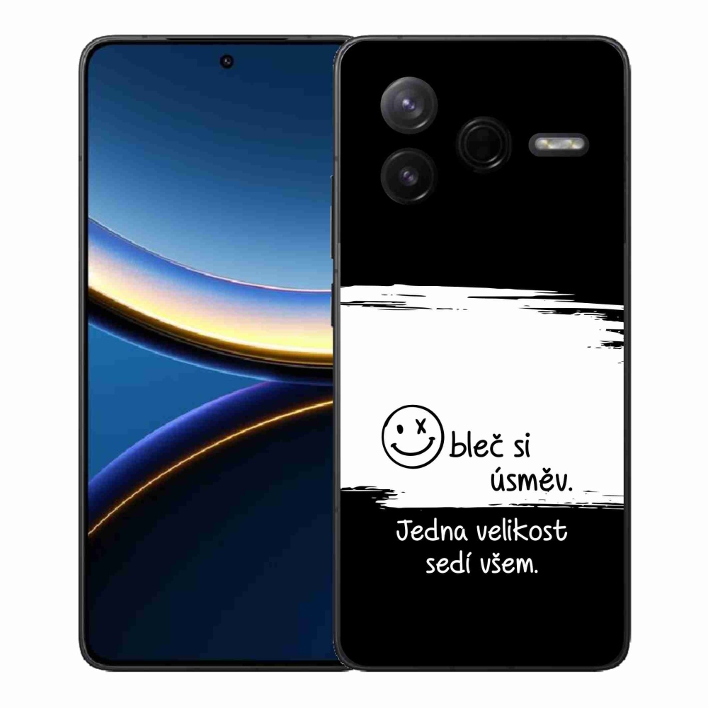 Gél borító mmCase a Xiaomi Poco F7 Pro számára - vicces szöveg 8 fekete-fehér háttérrel