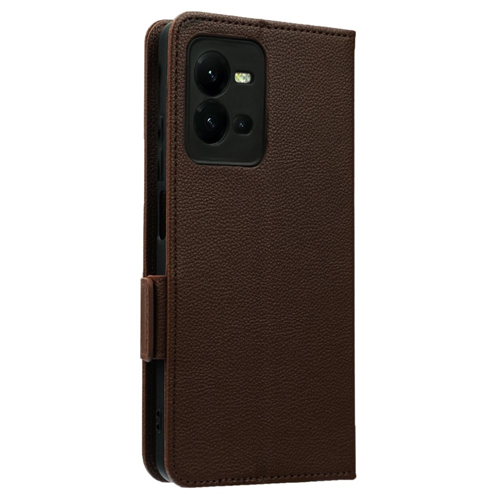 Tárcás könyv tok Vivo X80 Lite-hoz - barna