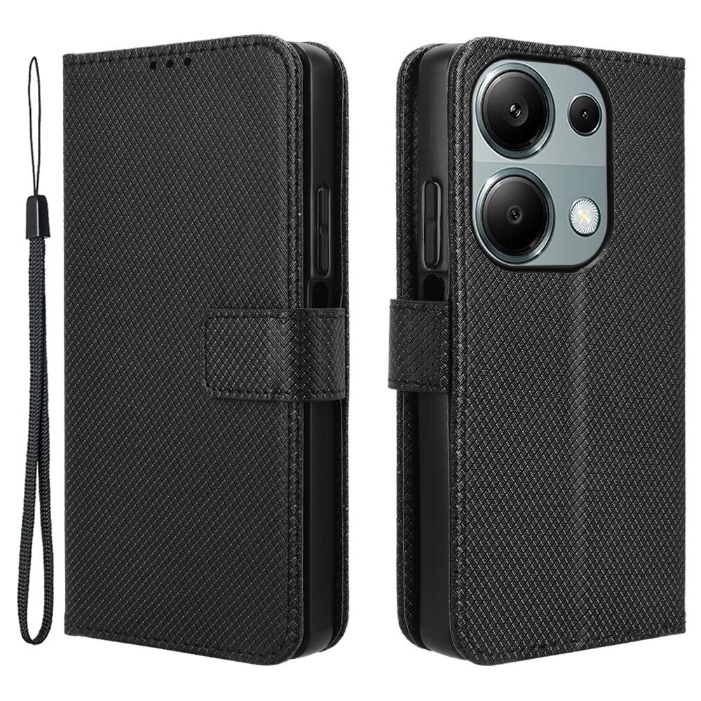 Gyémánt könyv tok Xiaomi Redmi Note 14S/Note 13 Pro 4G/Poco M6 Pro - fekete