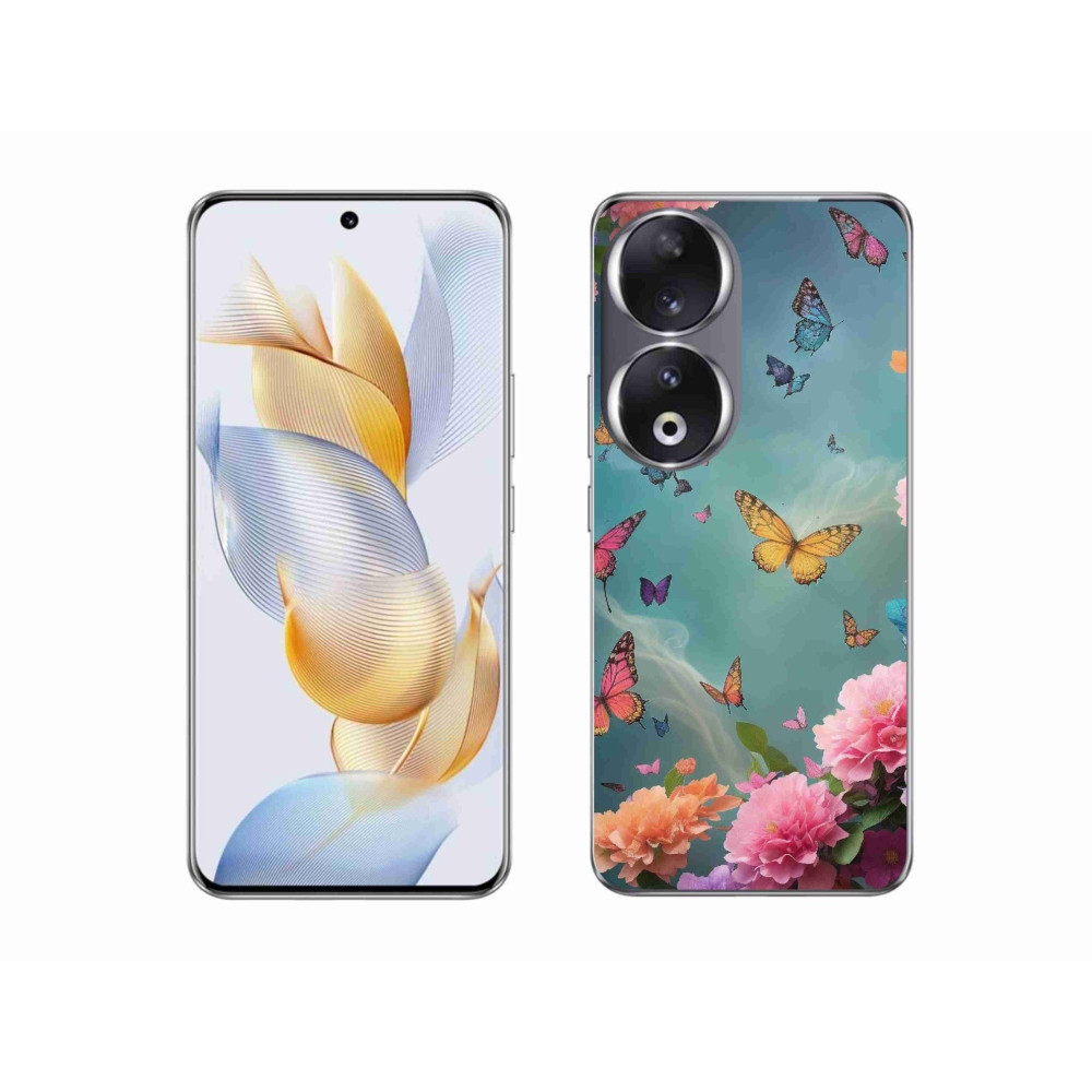 Gél borító mmCase a Honor 90 készülékhez - színes virágok és pillangók