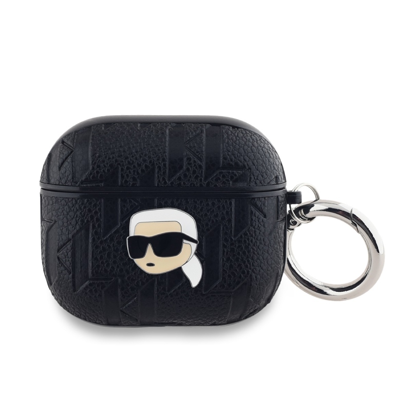 Karl Lagerfeld PU dombornyomott Karl fej tok az AirPods 3 készülékhez Fekete