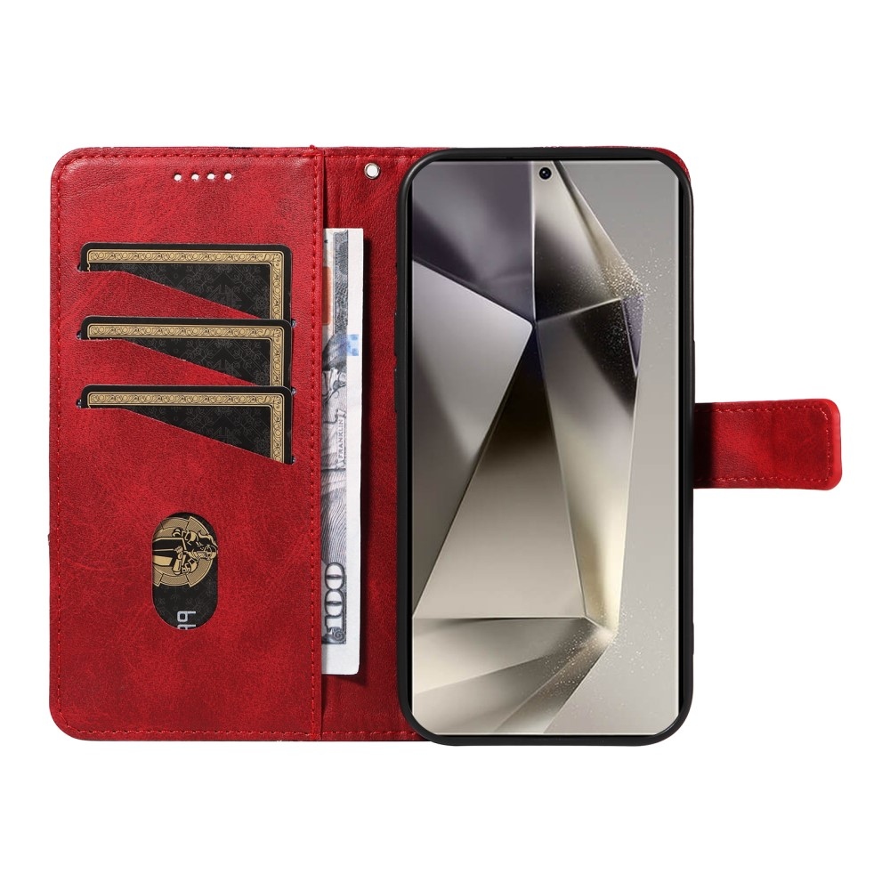 Vonalak könyv tok Samsung Galaxy S25 Ultra - piros