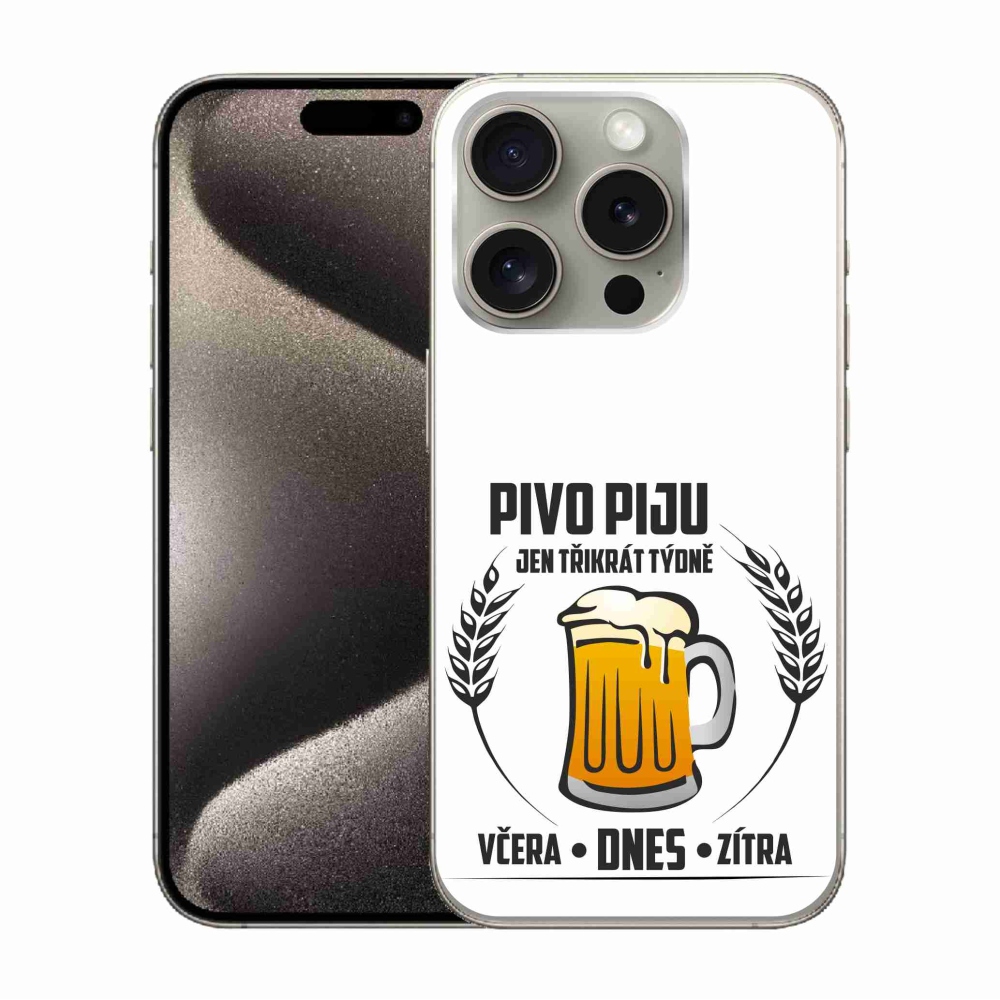 Gél borítás mmCase iPhone 15 Pro készülékhez - sör motívum fehér háttér